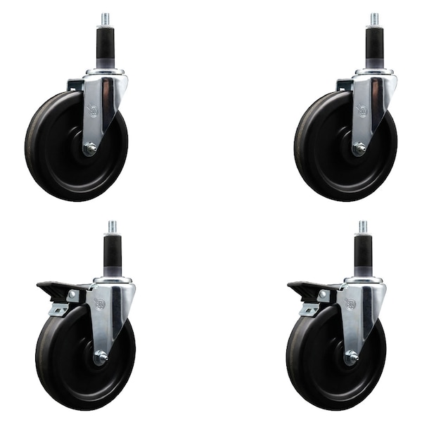 Service Caster 6'' Phenolic Wheel Swivel 1-1/8'' Expand Stem Caster Set 2 Brakes, 4PK SCC-EX20S615-PHS-2-PLB-2-118 - main